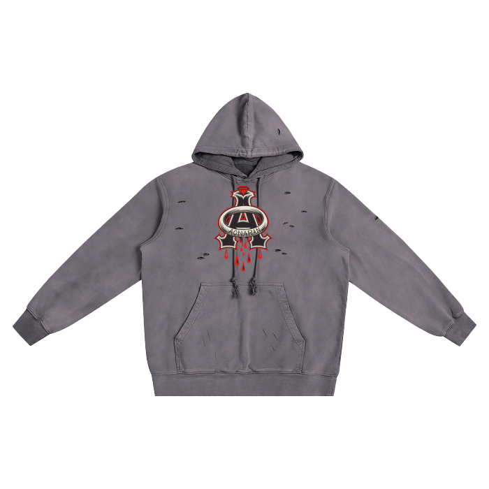 Aonaran DMS Heavyweight Pure Cotton Hand-Frayed Monkey Washed Hoodie
