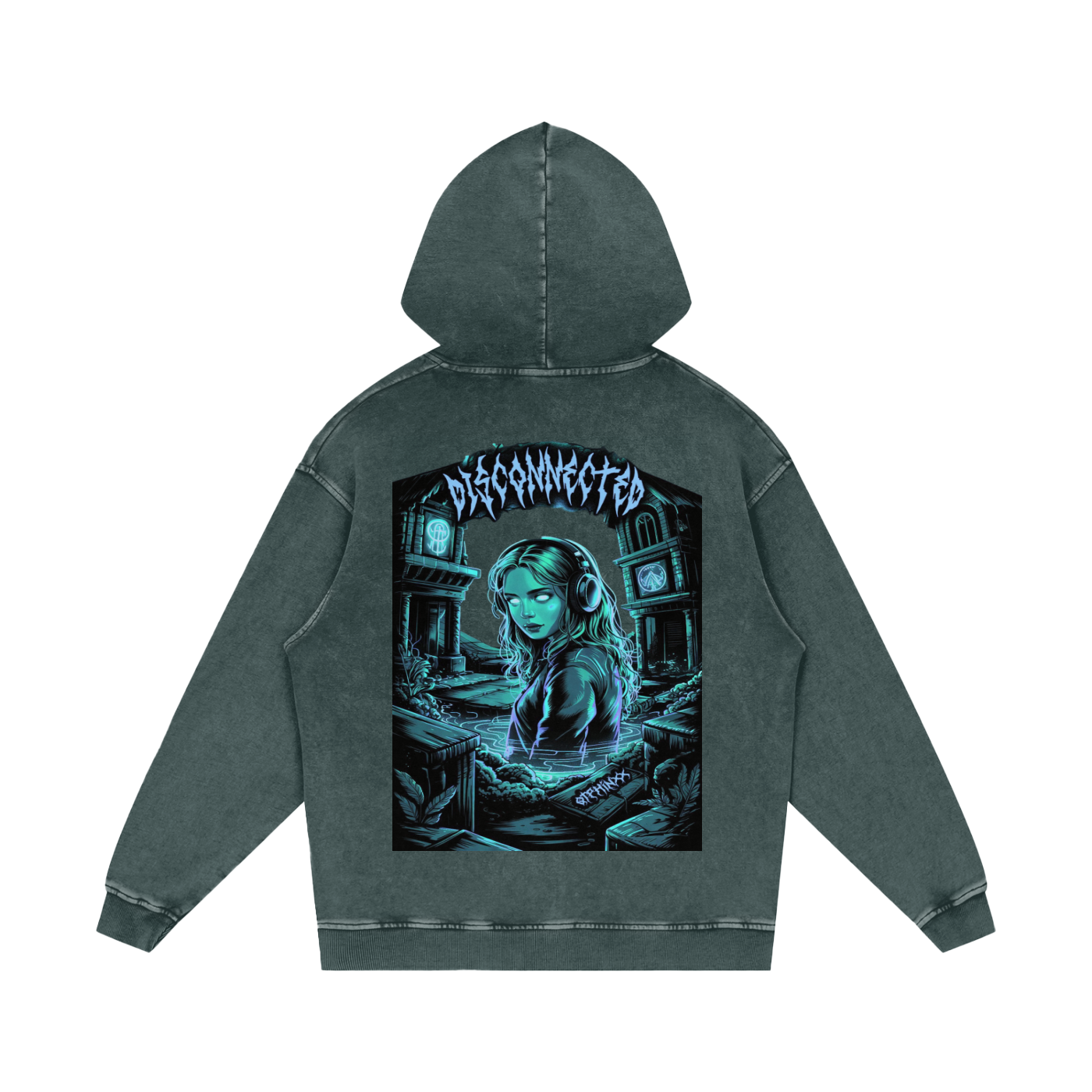 Disconnected Acid Wash Oversize Hoodie