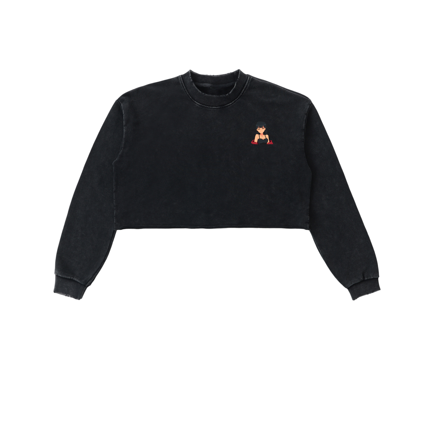 Heyitzmiks Snow Washed Raw Edge Cropped Sweatshirt