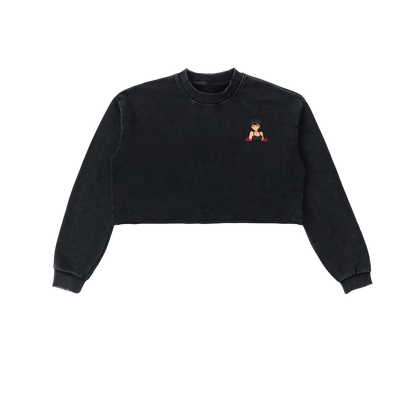 Heyitzmiks Snow Washed Raw Edge Cropped Sweatshirt