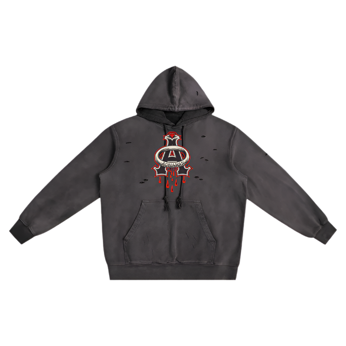 Aonaran DMS Heavyweight Pure Cotton Hand-Frayed Monkey Washed Hoodie