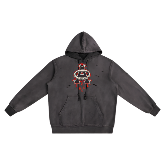 Aonaran DMS Heavyweight Pure Cotton Hand-Frayed Monkey Washed Hoodie