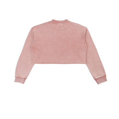 EMGEE Snow Washed Raw Edge Cropped Sweatshirt
