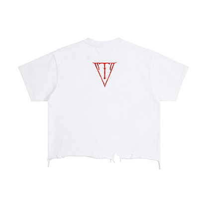 Aonaran NevaeH Vintage Wash Boxy Distressed Hem T-Shirt