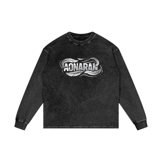 Aonaran Elementals Acid Wash Oversize Long Sleeve T-Shirt