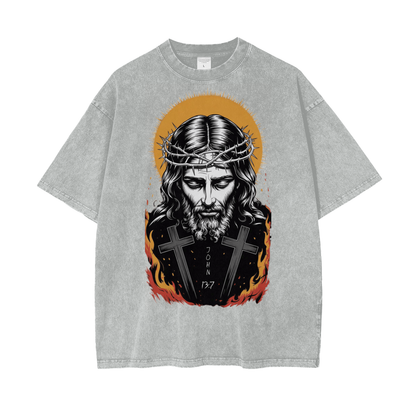 Jesus is King Oversize Snow Washed T-Shirt