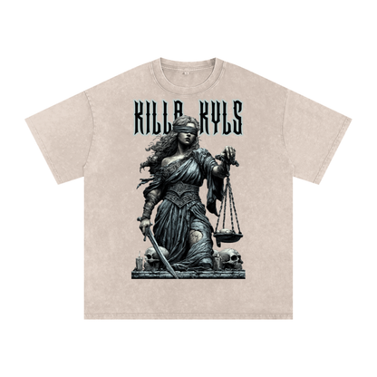 killakyls Snow Washed Oversized Cotton T-Shirt