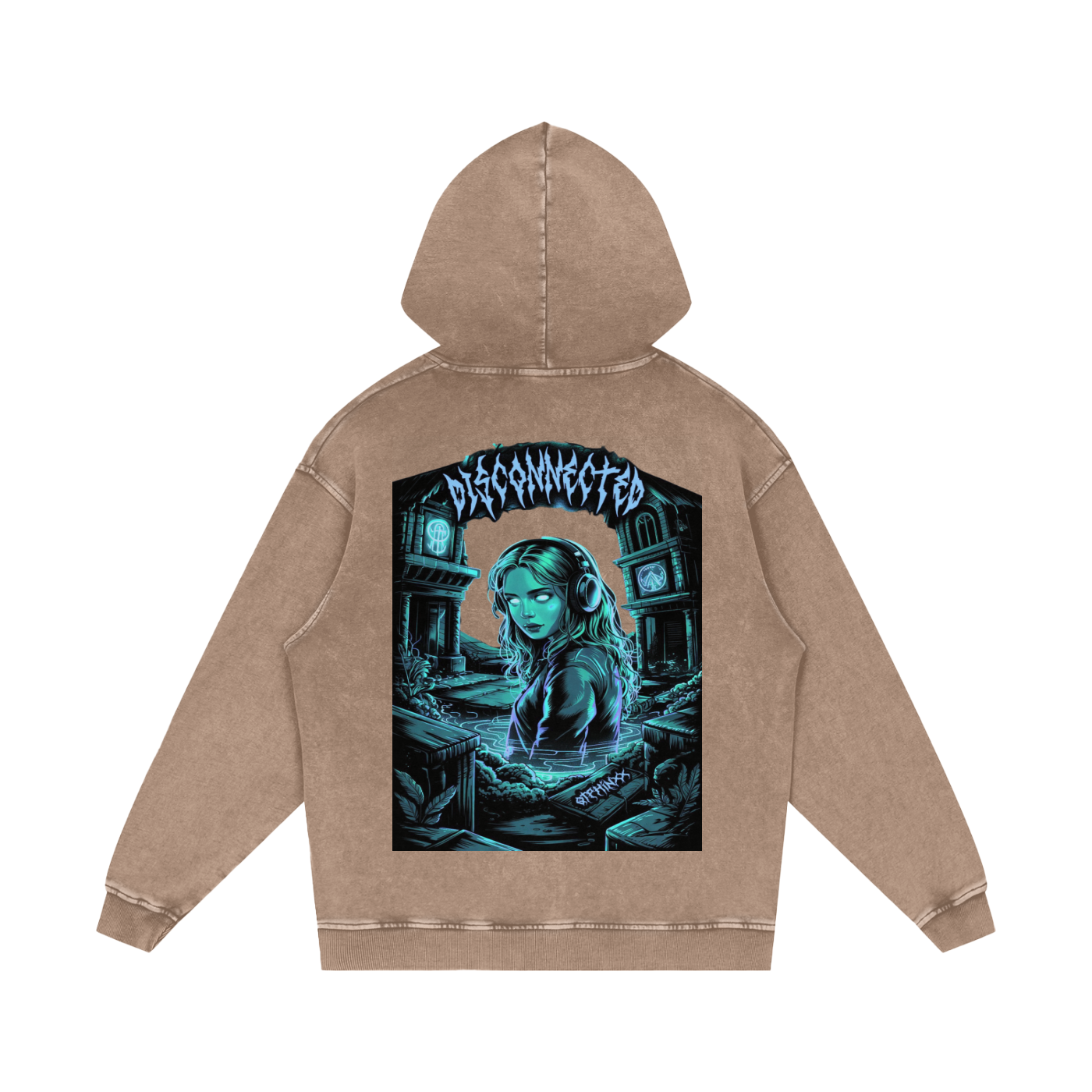 Disconnected Acid Wash Oversize Hoodie