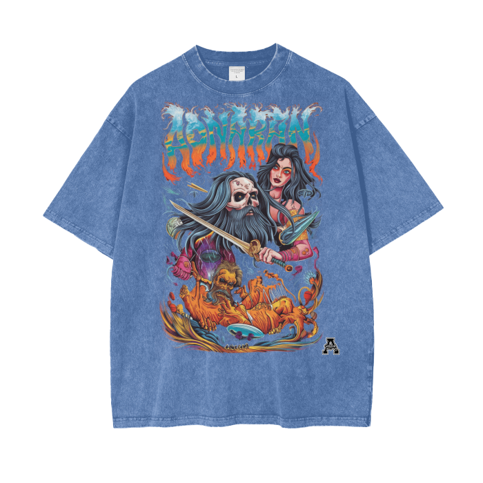 Aonaran Graphic Acid Wash Oversize T-Shirt