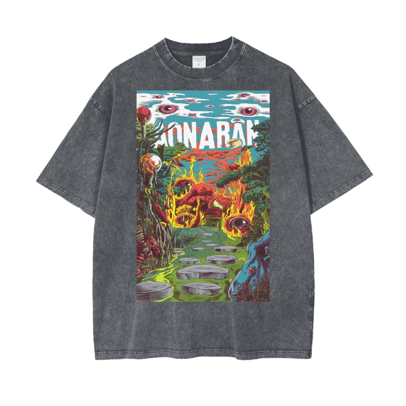 Aonaran Graphic Acid Wash Oversize T-Shirt
