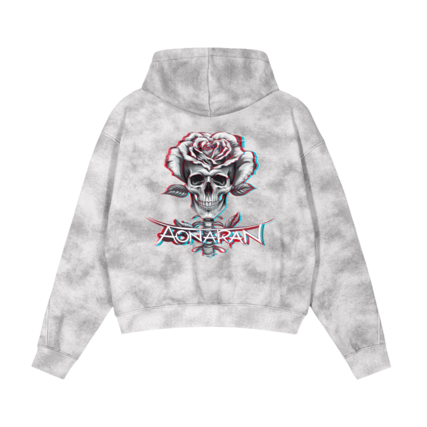 Aonaran 3D Bone Dirty Washed Boxy Zip-up Fleece Hoodie