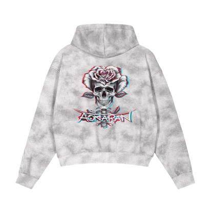Aonaran 3D Bone Dirty Washed Boxy Zip-up Fleece Hoodie