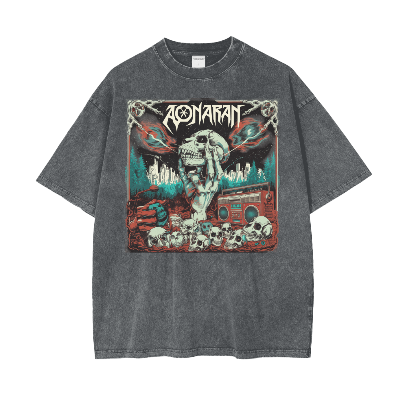 Aonaran Graphic Acid Wash Oversize T-Shirt