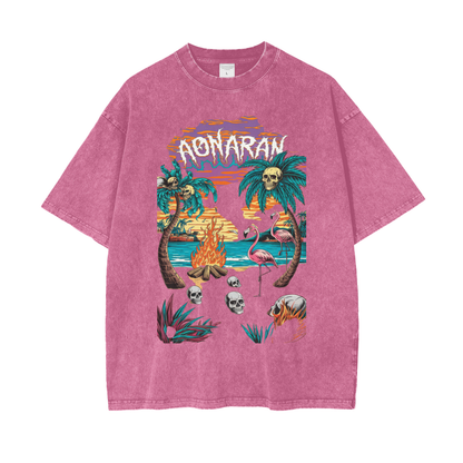 Aonaran Graphic Acid Wash Oversize T-Shirt