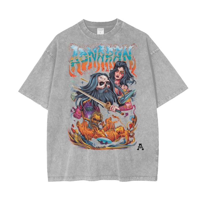 Aonaran Graphic Acid Wash Oversize T-Shirt