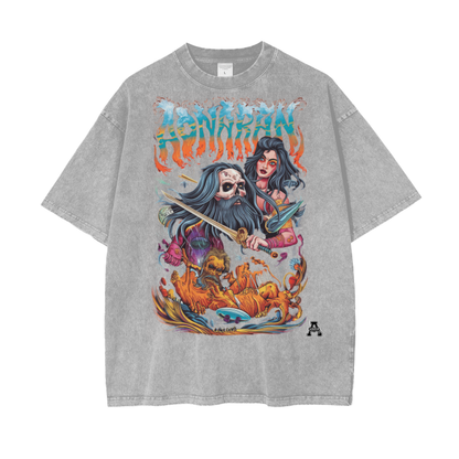 Aonaran Graphic Acid Wash Oversize T-Shirt