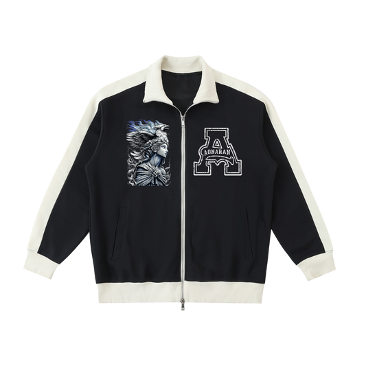 Aonaran Angelic Frost Contrast Trim Stand Collar Jacket