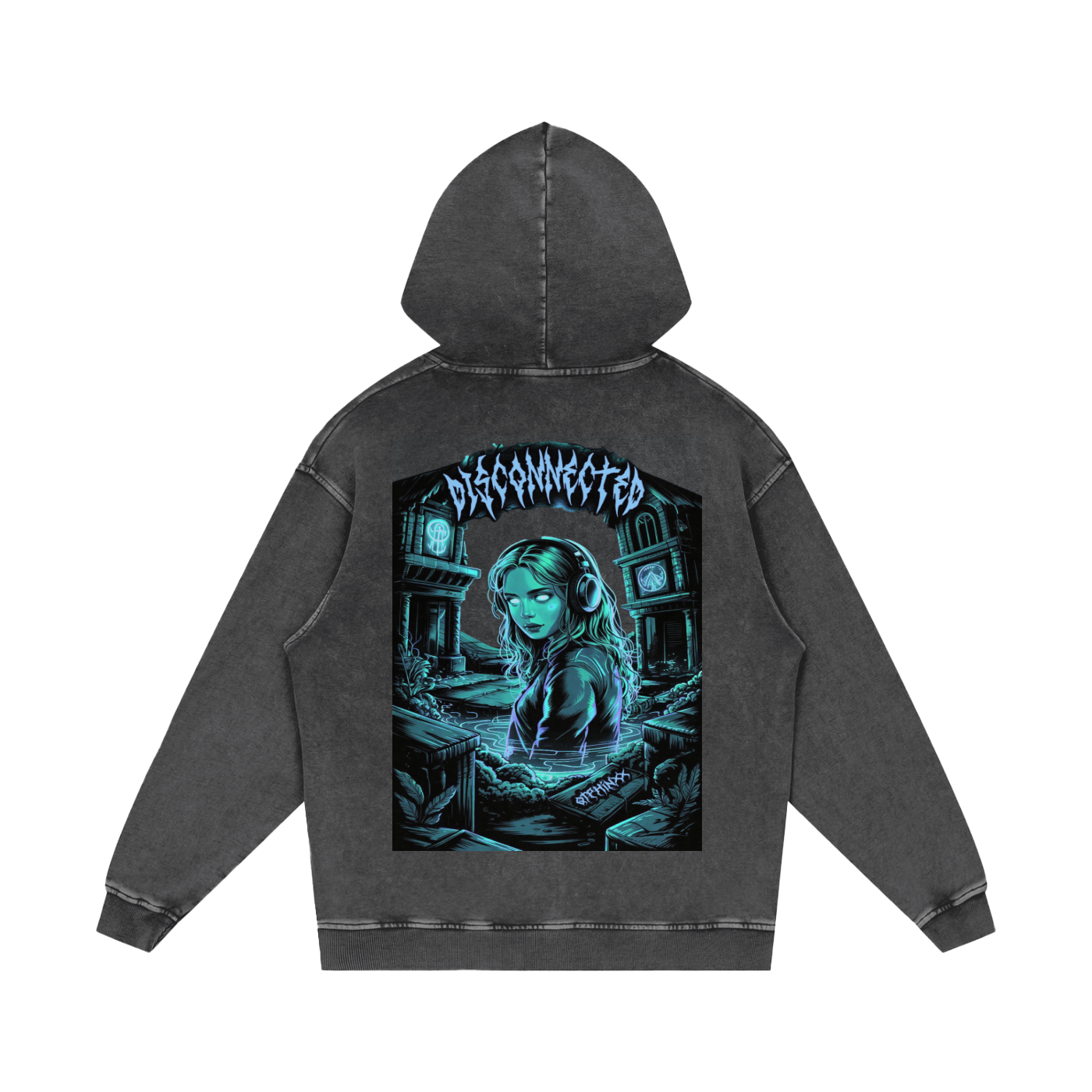 Disconnected Acid Wash Oversize Hoodie