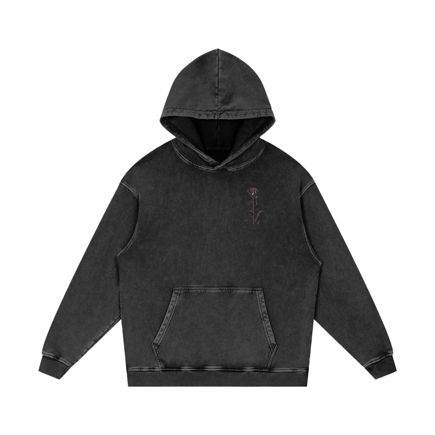 Aonaran 3D Bone Acid Wash Oversize Hoodie