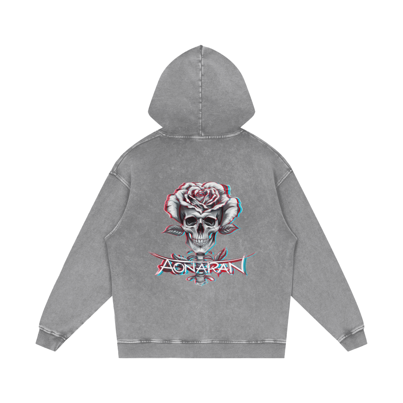 Aonaran 3D Bone Acid Wash Oversize Hoodie