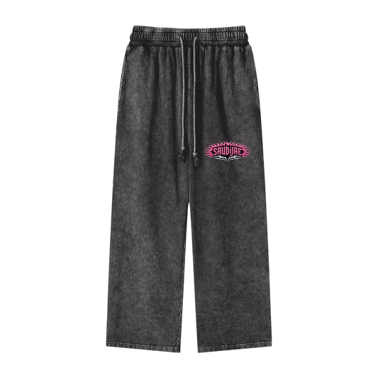 SaudiJae Acid Wash Straight Leg Pants