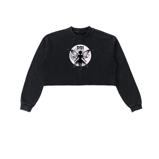DIDI Season 2 Snow Washed Raw Edge Cropped Sweatshirt