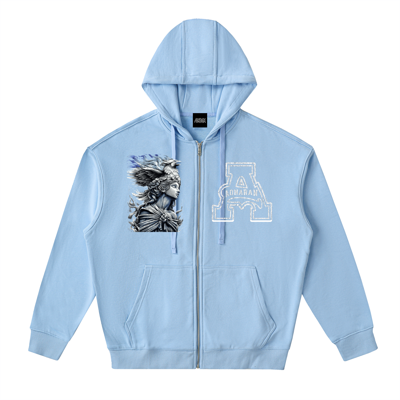 Aonaran Angelic Frost Drop-Shoulder Zip Up Hoodie