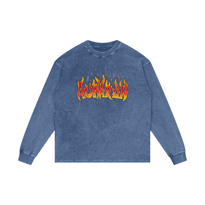 Aonaran Elementals Acid Wash Oversize Long Sleeve T-Shirt