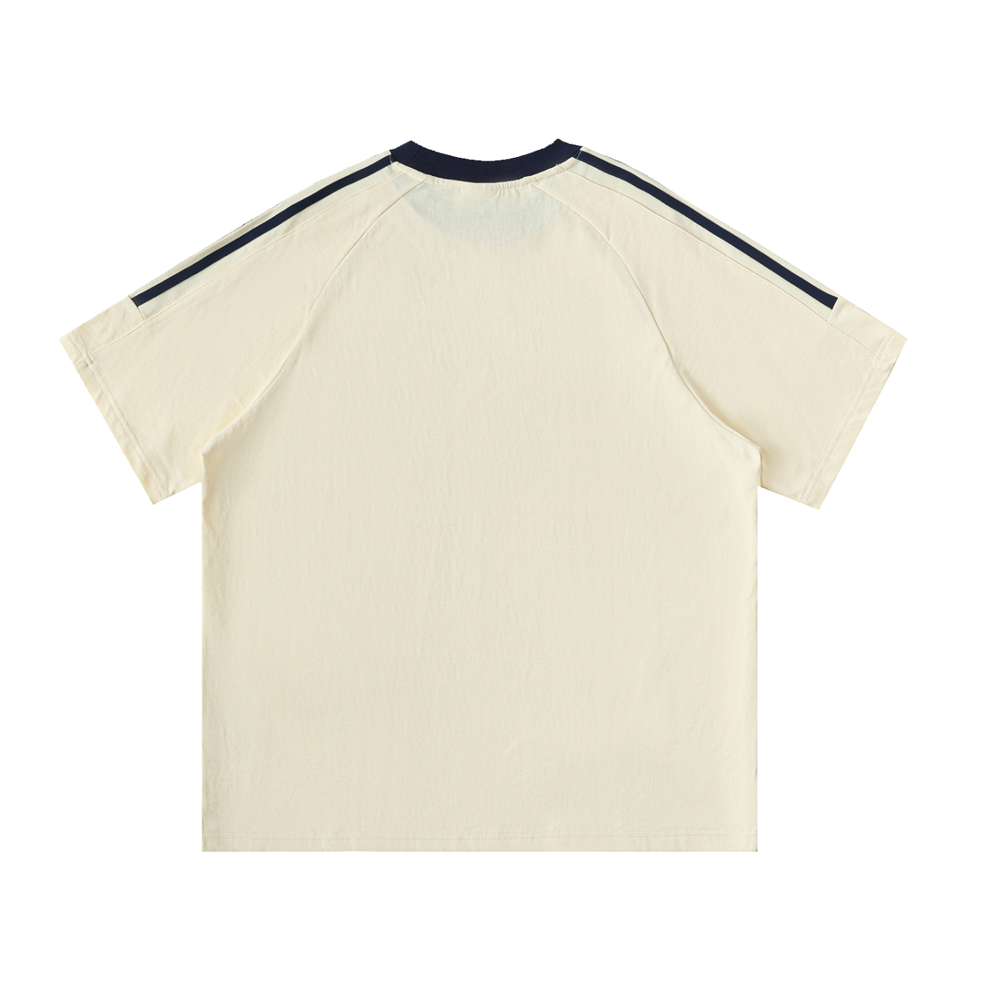 Aonaran Varsity Contrast Tape Crewneck Cotton T-Shirt