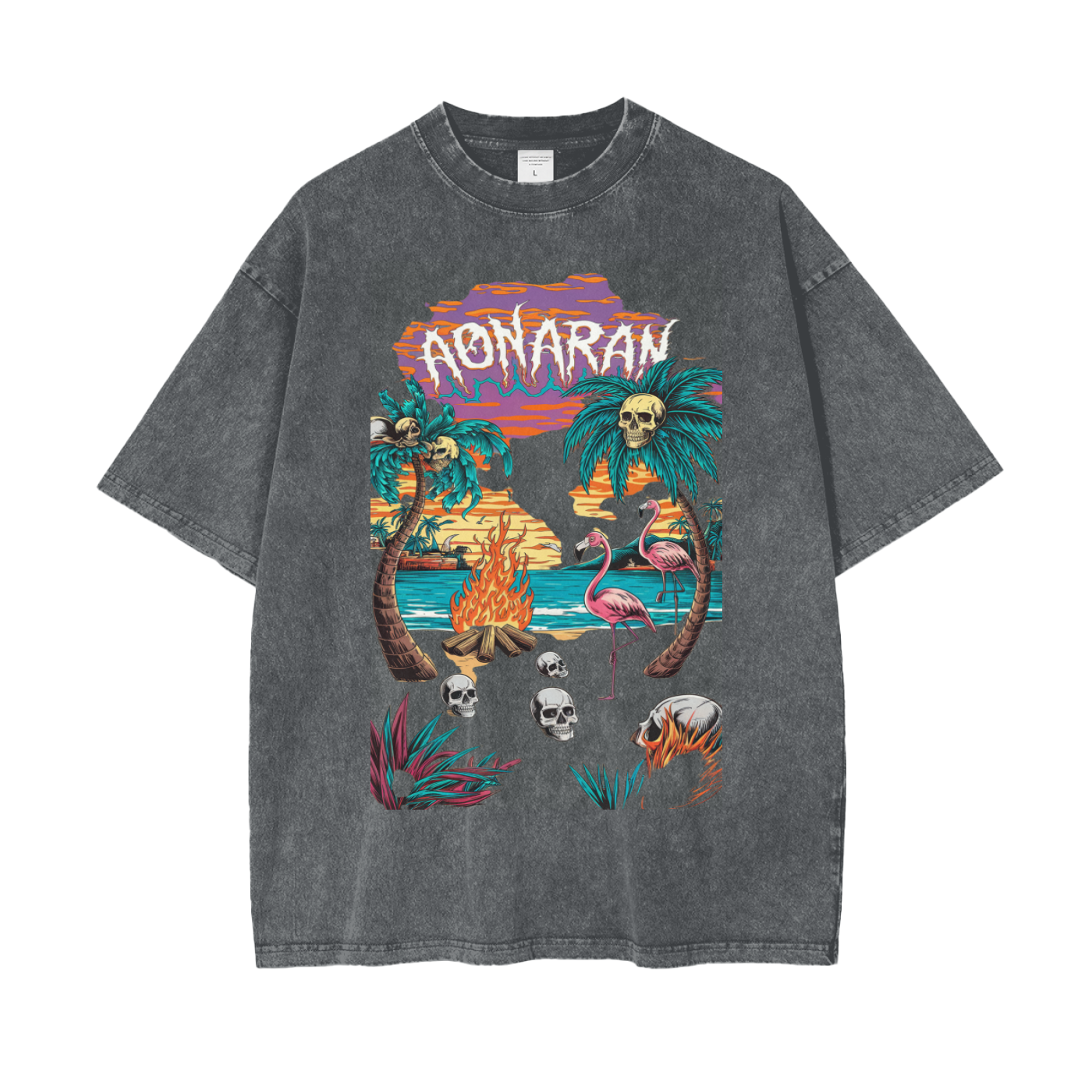 Aonaran Graphic Acid Wash Oversize T-Shirt