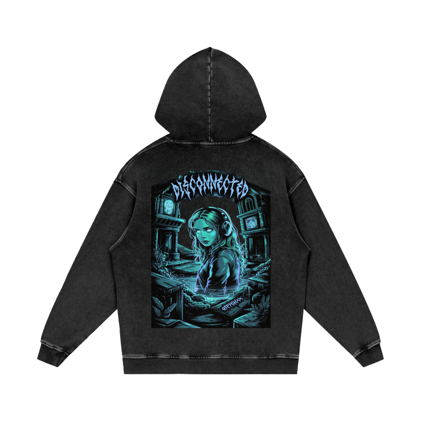 Disconnected Acid Wash Oversize Hoodie