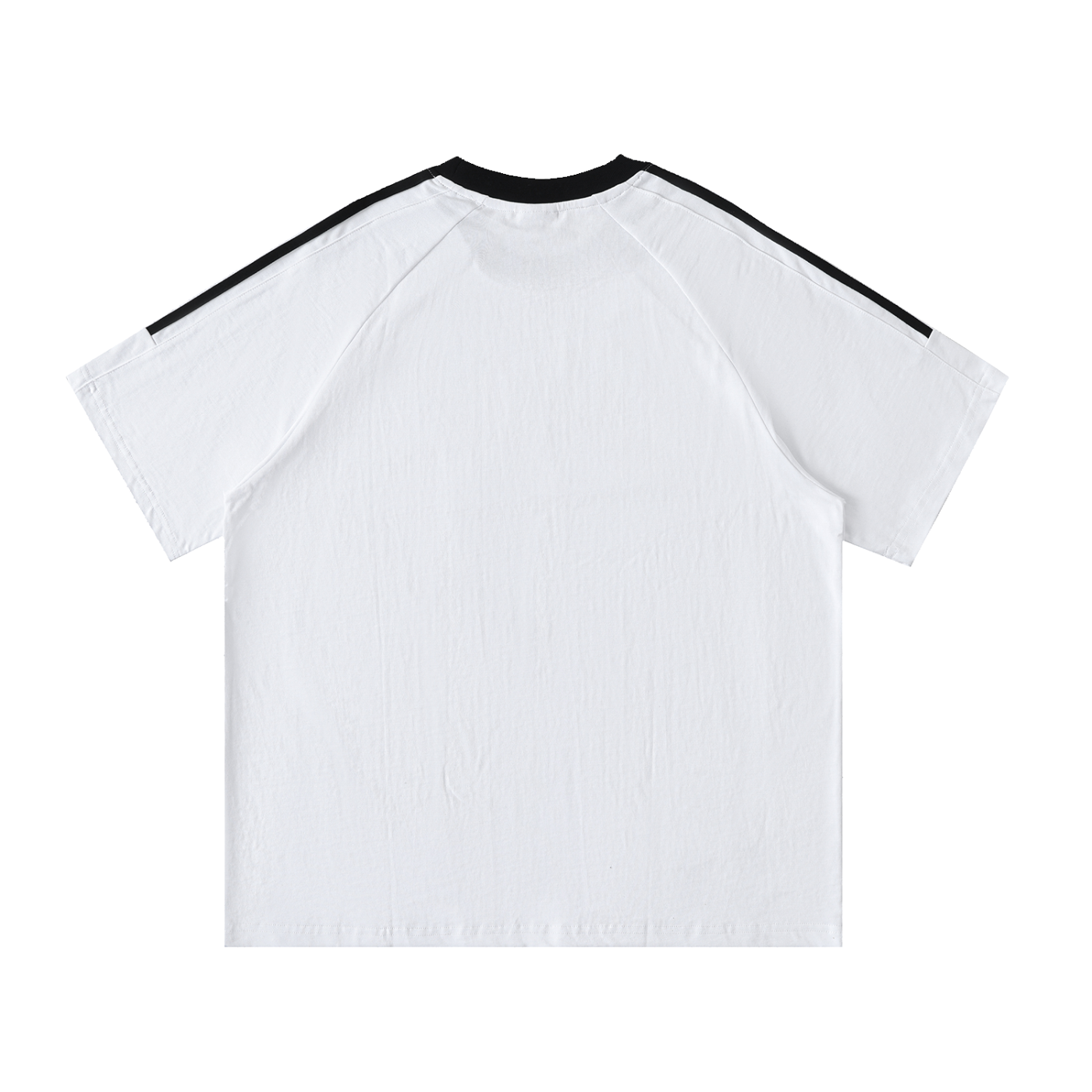 Aonaran Varsity Contrast Tape Crewneck Cotton T-Shirt