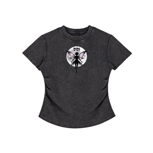 DIDI Season 2 Vintaged-Wash Bodycon Cotton T-Shirt