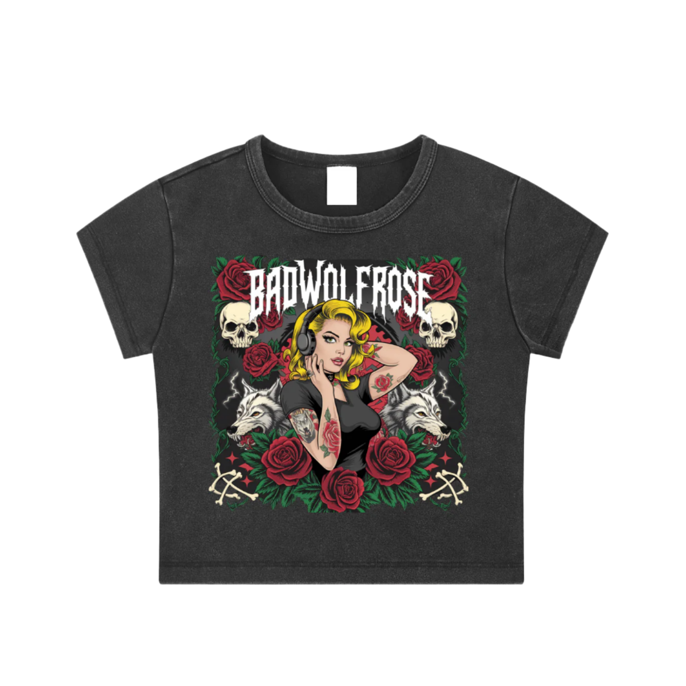 BadWolfRose Snow Washed Crop Top