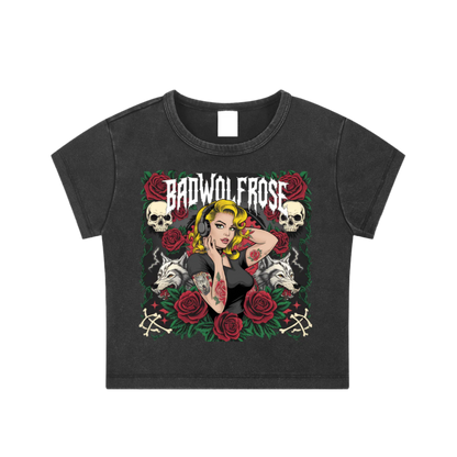 BadWolfRose Snow Washed Crop Top