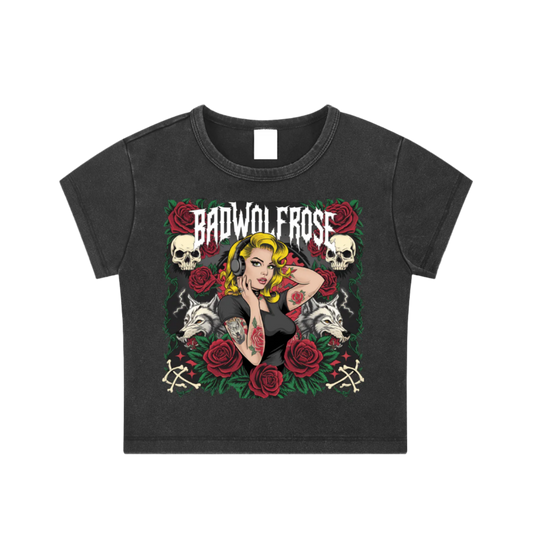 BadWolfRose Snow Washed Crop Top