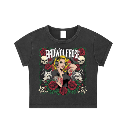 BadWolfRose Snow Washed Crop Top