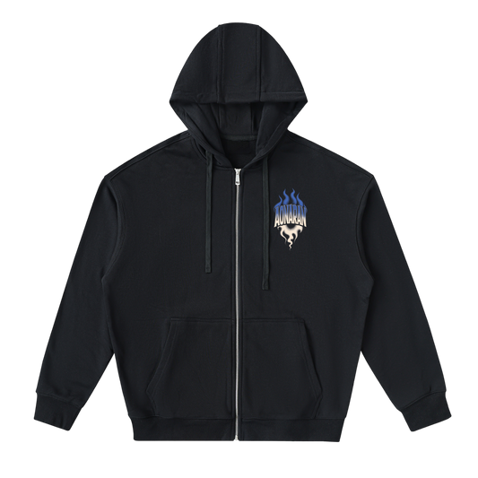 Aonaran Varsity Drop-Shoulder Zip Up Hoodie