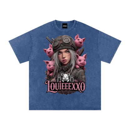 Louieeexxo Snow Washed Oversized Cotton T-Shirt