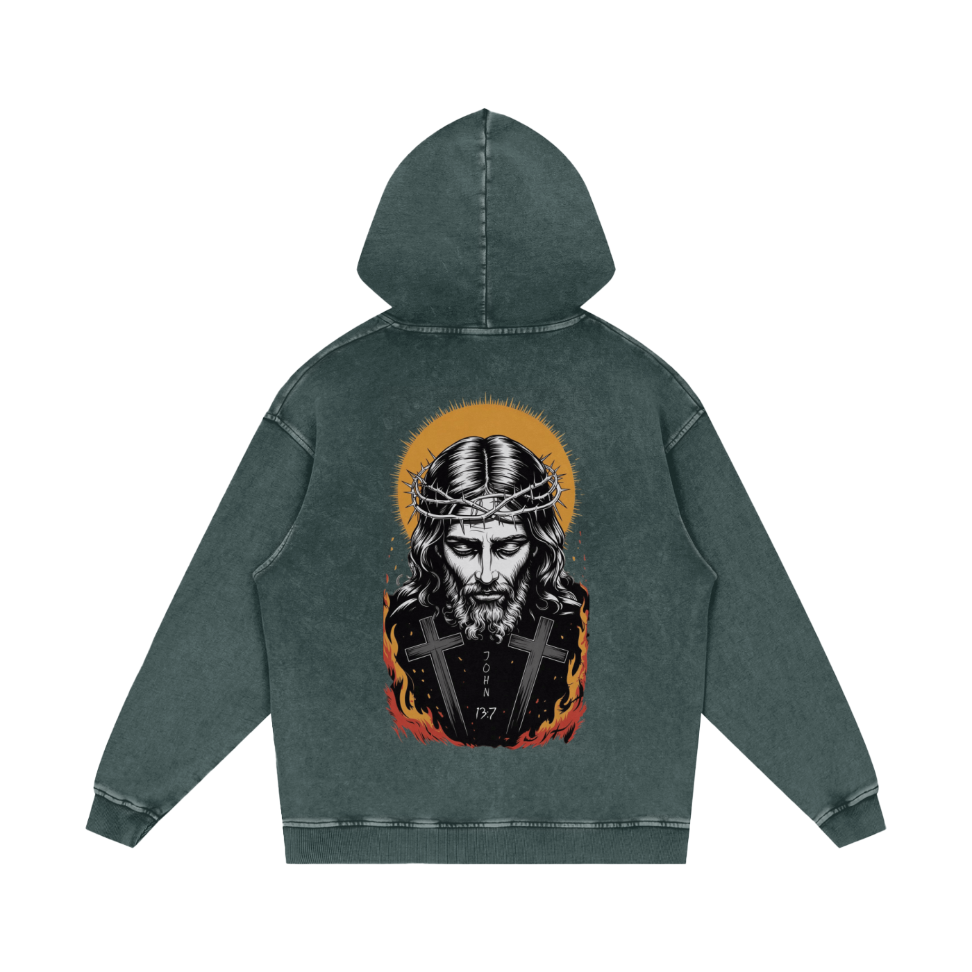 Jesus is King Acid Wash Oversize Hoodie