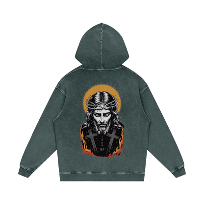 Jesus is King Acid Wash Oversize Hoodie