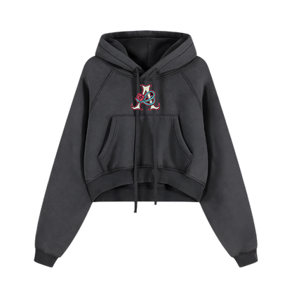 DeJen by DeJenQueen Cropped Zip-Through Hoodie