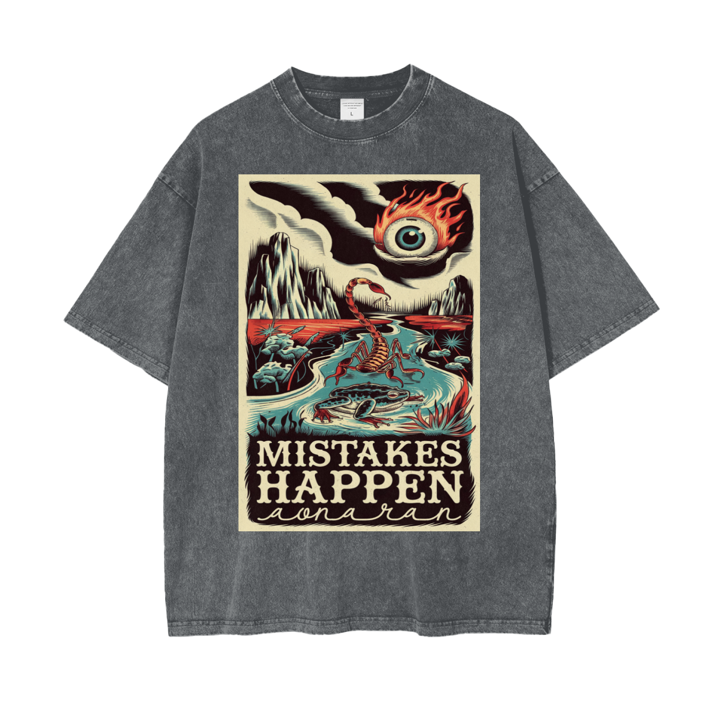 Aonaran Graphic Acid Wash Oversize T-Shirt