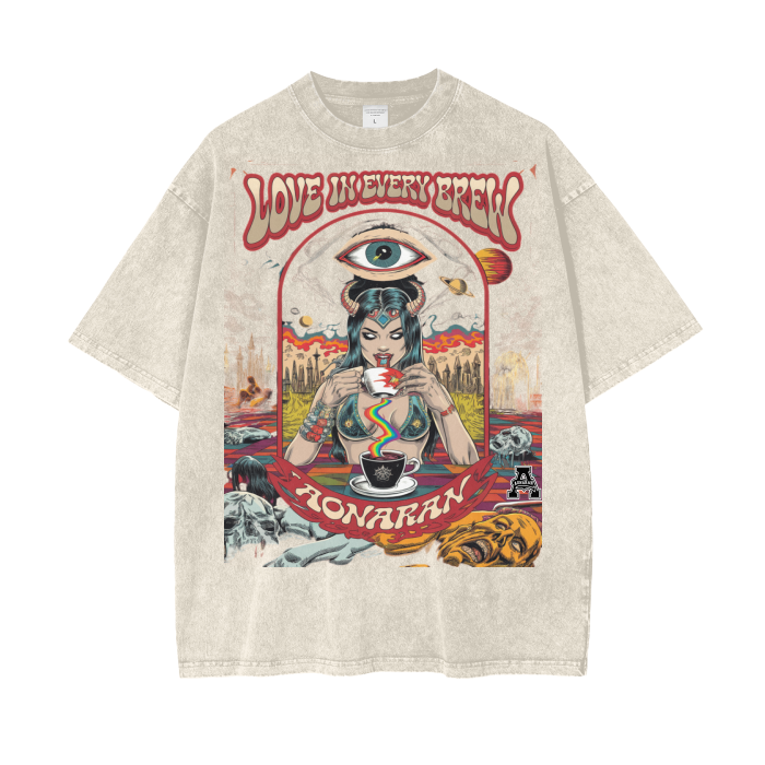 Aonaran Graphic Acid Wash Oversize T-Shirt