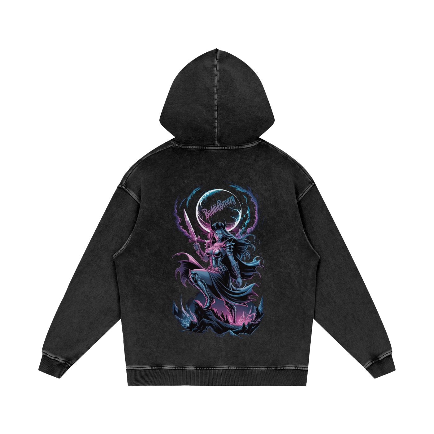 BaddieBreezy Acid Wash Oversize Hoodie