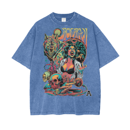 Aonaran Graphic Acid Wash Oversize T-Shirt
