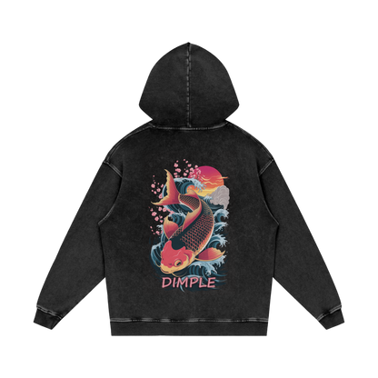 Dimple Acid Wash Oversize Hoodie