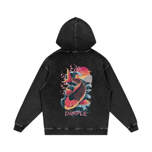 Dimple Acid Wash Oversize Hoodie