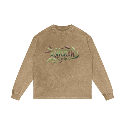 Aonaran Elementals Acid Wash Oversize Long Sleeve T-Shirt