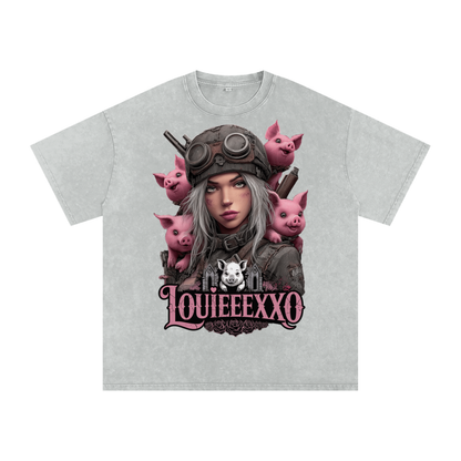 Louieeexxo Snow Washed Oversized Cotton T-Shirt